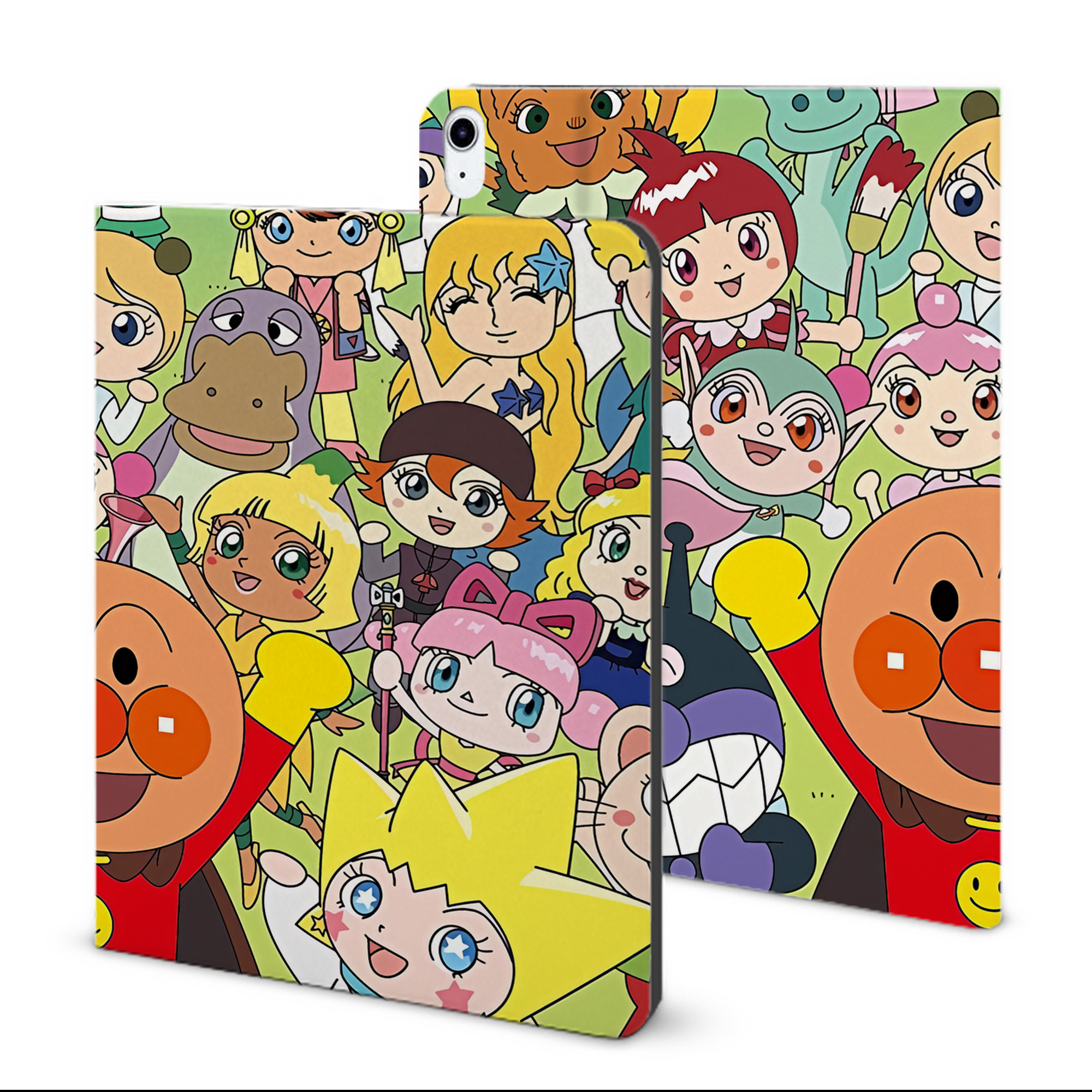 （画像用） アンパンマン Anpanman IPad ケース ブック型 PUレザー TPU 耐衝撃 軽量 薄型 ペン収納なし 全面保護 IPad 各モデル対応